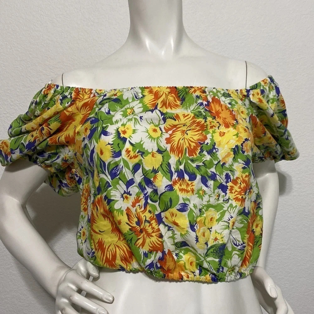 Cynthia Rowley Floral Cropped Blouse